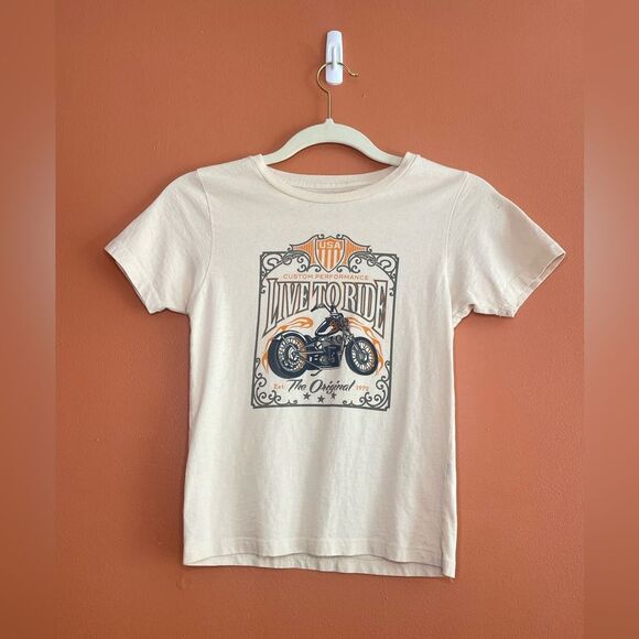 Pacsun Golden Hour Y2K Live To Ride Moto Baby T-Shirt Womens Size XS - Picture 3 of 5